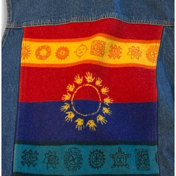 Pendleton Denim Vest XL Wool Blanket Back Southwestern Vintage 90s Western - Picture 5 of 11